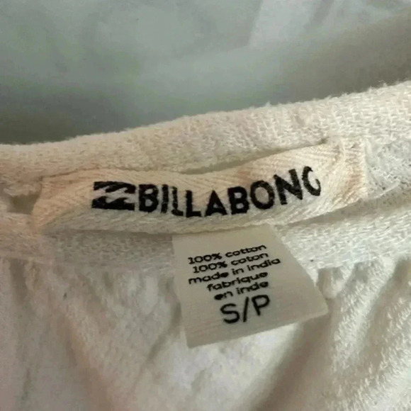 Billabong Cream Long Sleeve Cotton Coastal Beach Bohemian Vibes Blouse Size S - Picture 4 of 6